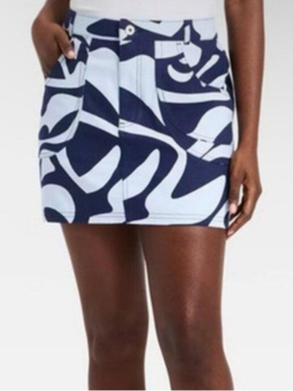 Woman's Black History by Target Navy and Light Blue Abstract Print Mini Skirt